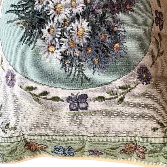 Lot Of 3 Vintage Floral Needlepoint Cottagecore Throw Pillows Purple And Greens - Picture 9 of 14